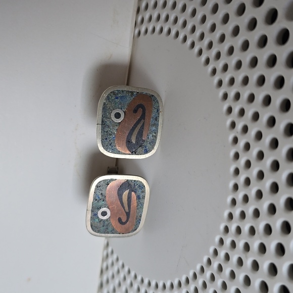 Vintage Sterling Taxco Casandros Cufflinks with Abstract Aztec Bird Design - Picture 2 of 13